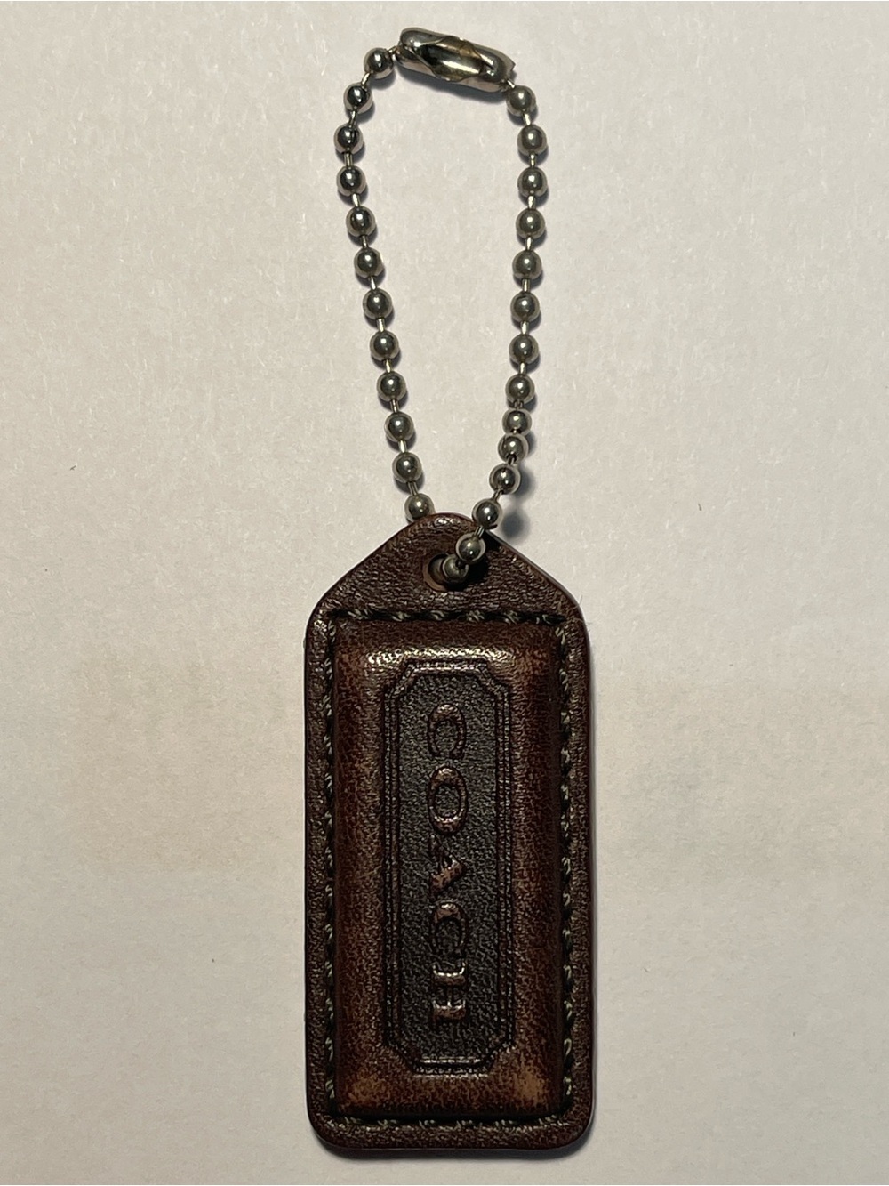 COACH Brown Leather Hang Tag with Ball Chain